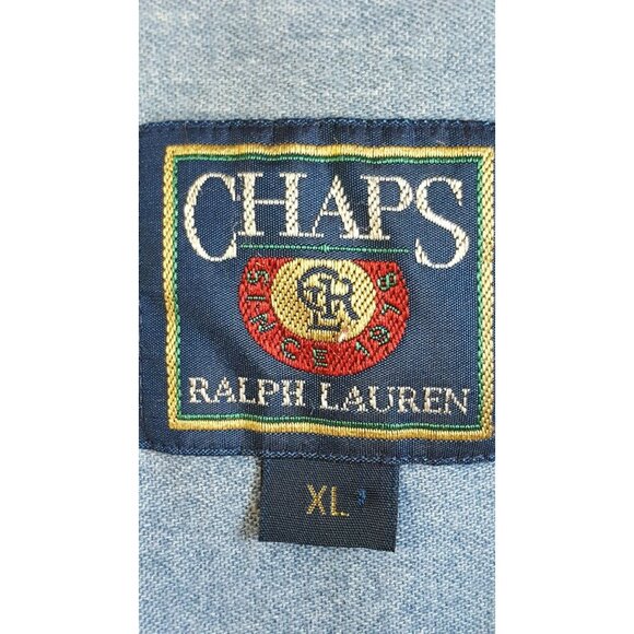 Ralph Lauren Chaps shirt Vintage XL long sleeve button front striped blue - Picture 5 of 8